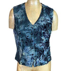 VTG Renfrew V-Neck Button Down Vest Velvet Accents Sz L #292Q